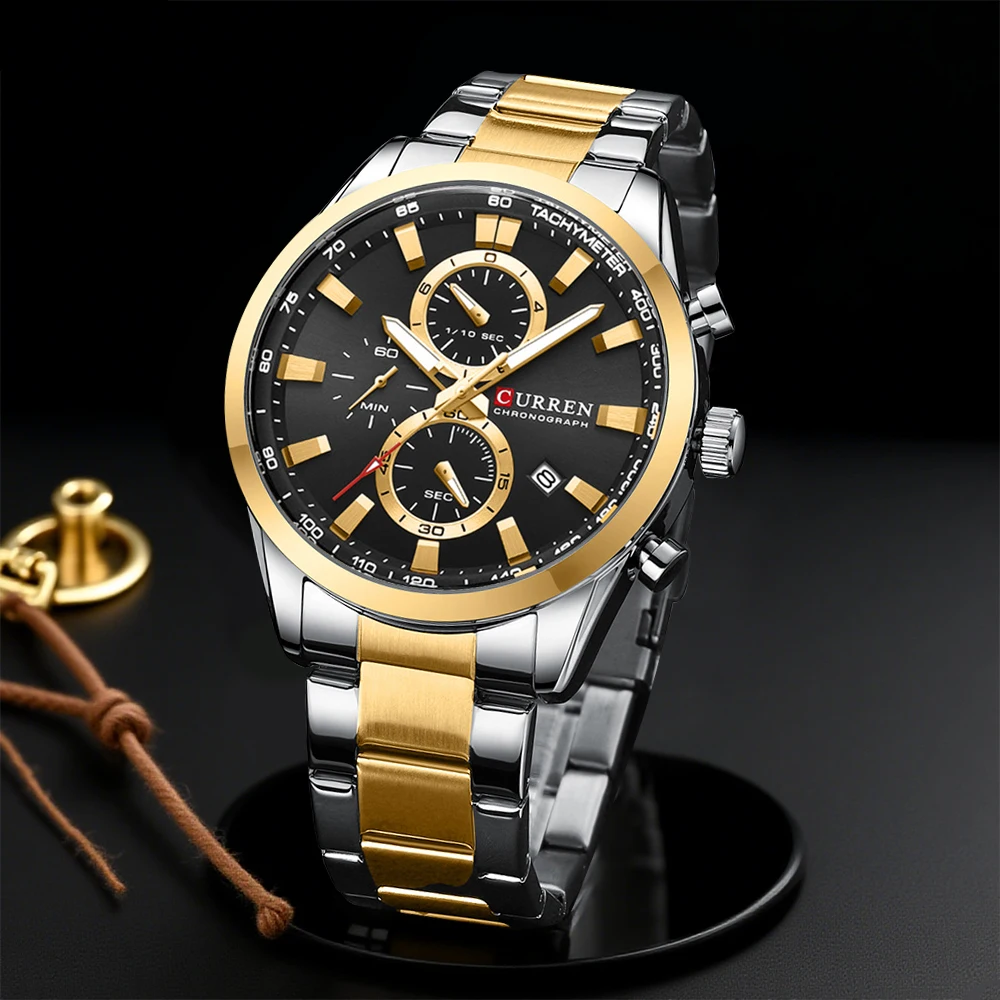 Accessories With Watch - CURREN Casual Kuvars Chrono Spor Saatler