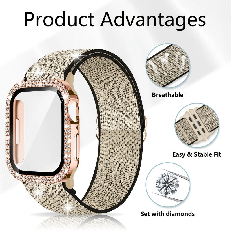 Bant + kılıf Apple Watch için  - Smartwatch Watch Accessories For Women incelemesi ve fiyatı